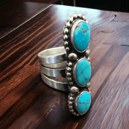Kathleen Livingston Navajo Sonoran Gem Turquoise Sterling Silver Ring — Size 7