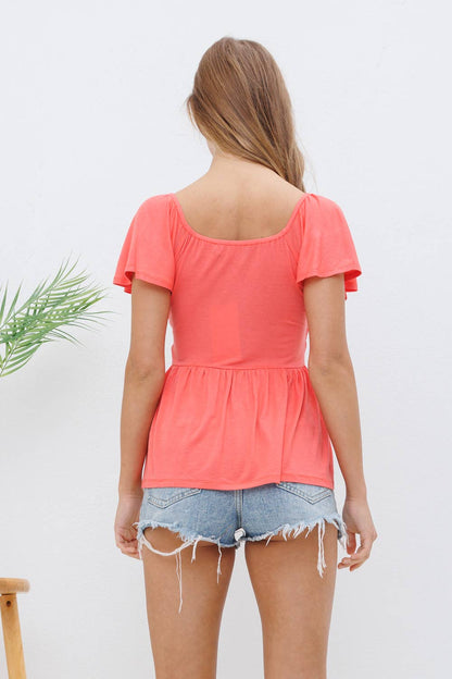 Blue B Lace Bralette Bodice Soft Rayon Knit Peplum Top — Feminine Western Statement Piece (Pink Small remaining)
