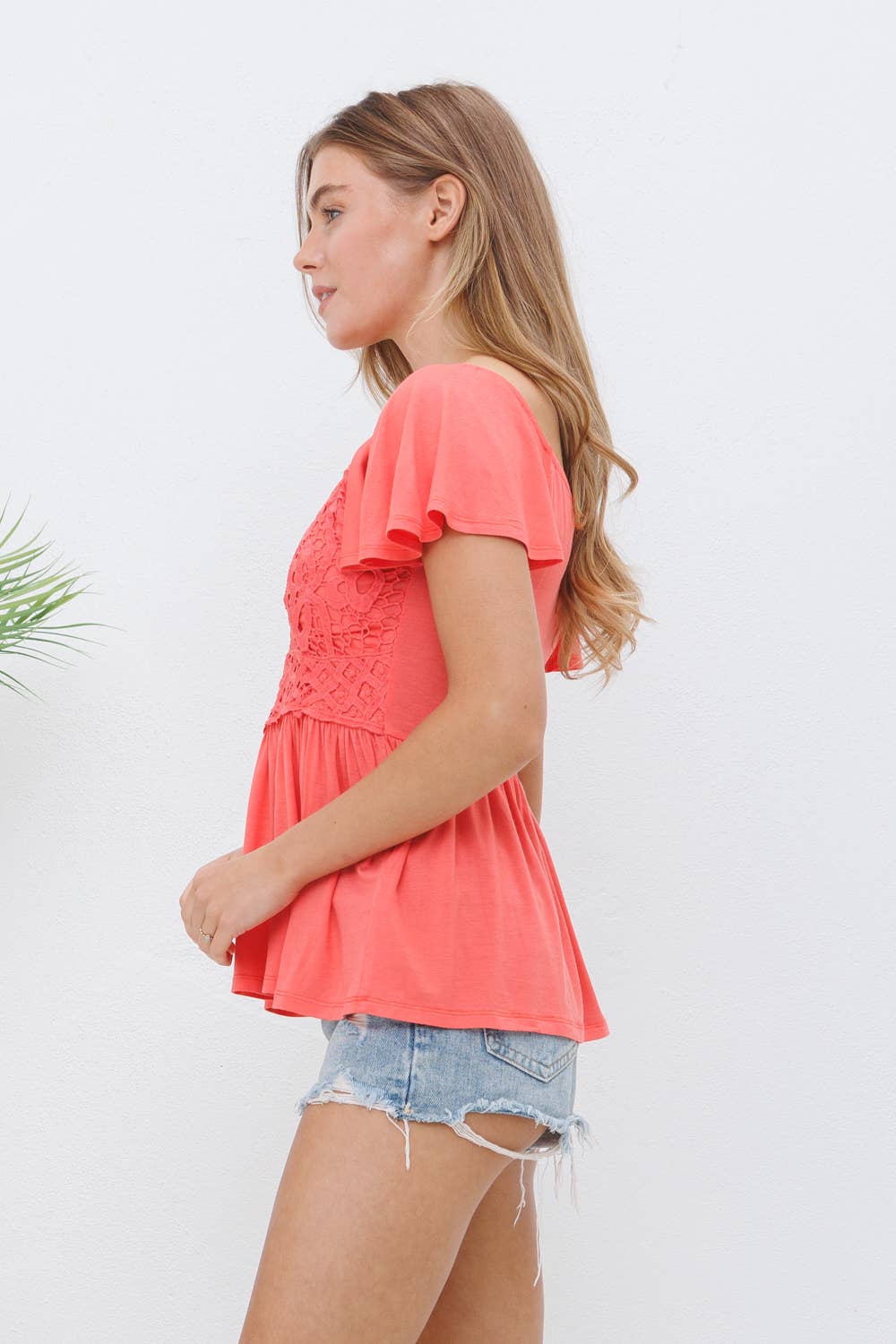 Blue B Lace Bralette Bodice Soft Rayon Knit Peplum Top — Feminine Western Statement Piece (Pink Small remaining)