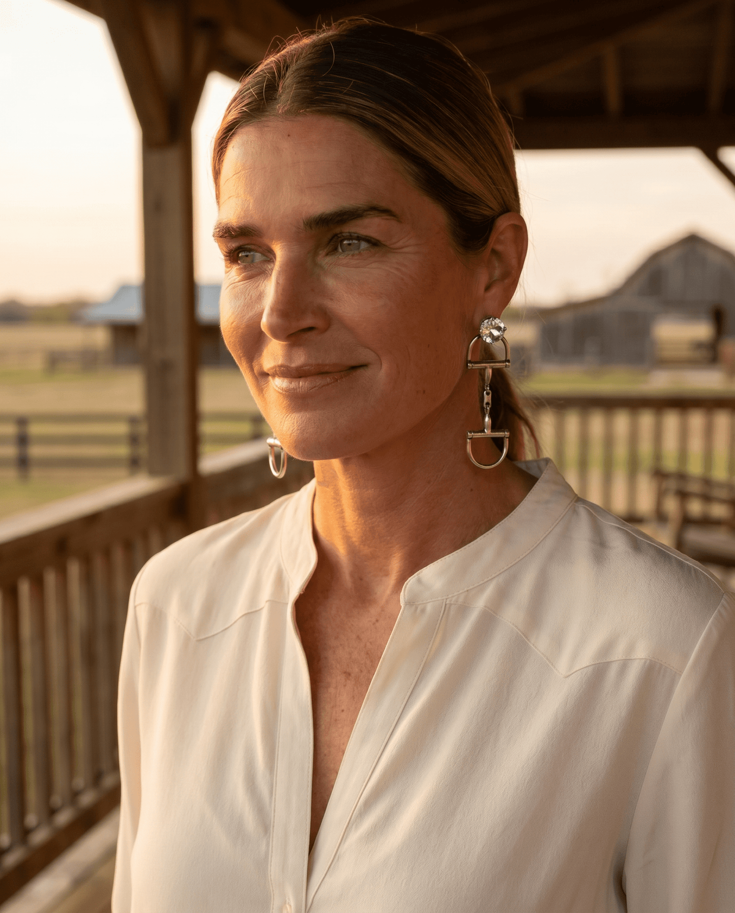 Large Western Horse Bit & Rhinestone Earrings — 3" Statement Drop