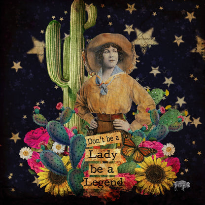 Legendary Round Cowgirl Glass Cutting Board — "Be a Legend" (12" or 8")