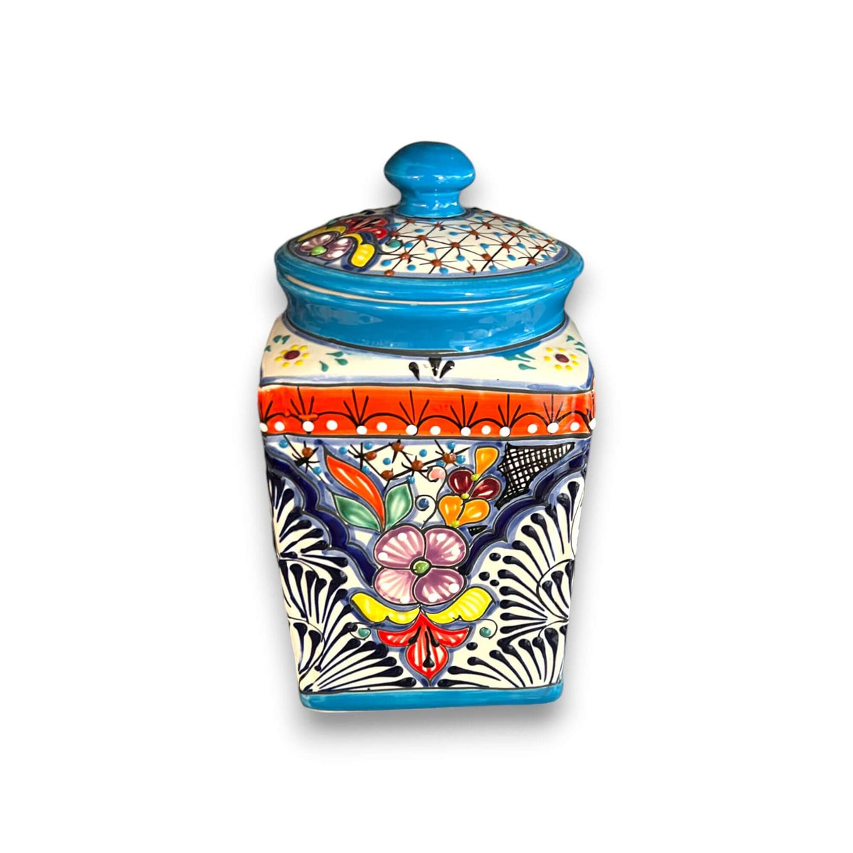 Set of 3 Light Blue Talavera Canister Set | Mexican Pottery