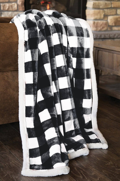 Lumberjack Plaid Plush Sherpa Throw Blanket — Red (54" × 68")