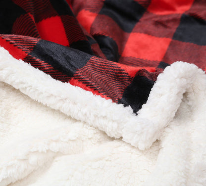 Lumberjack Plaid Plush Sherpa Throw Blanket — Red (54" × 68")