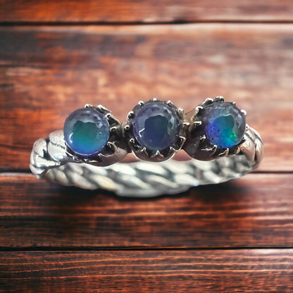 Lux Aurora Opal Sterling Silver Stacker Ring — Western Layering
