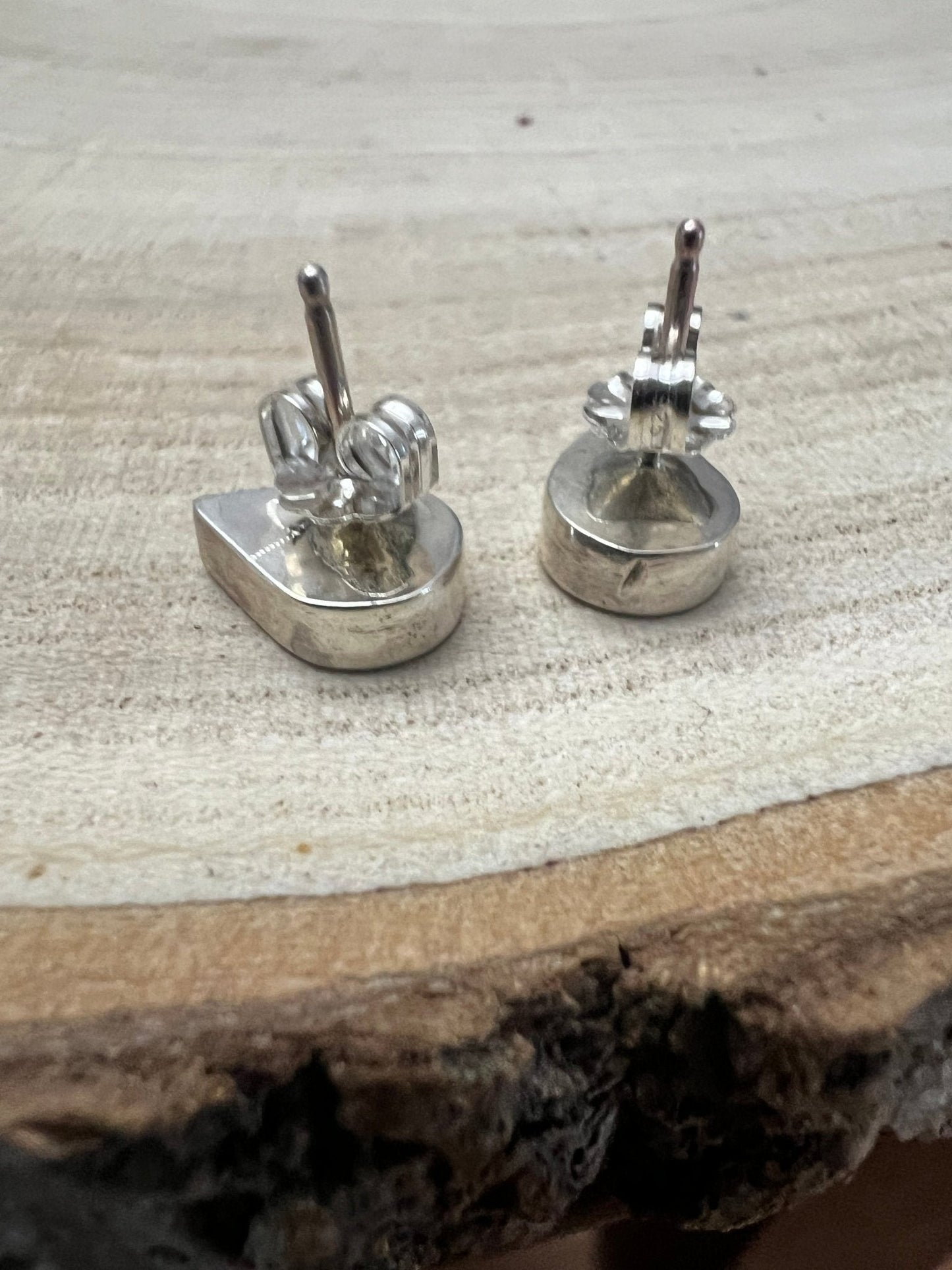 Lynette Johnson Zuni Handcrafted Sterling Silver Inlay Turquoise Post Earrings — 3/8" (10mm)