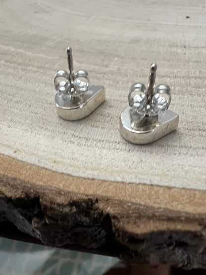 Lynette Johnson Zuni Handcrafted Sterling Silver Inlay Turquoise Post Earrings — 3/8" (10mm)