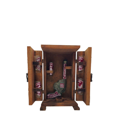 Mexican Revolver Decanter Set With 6 Shot Glasses | Wooden Box
