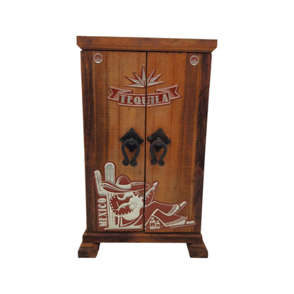 Mexican Revolver Decanter Set With 6 Shot Glasses | Wooden Box