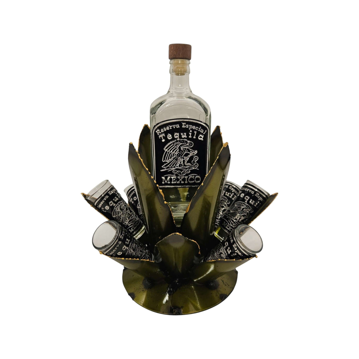 Mexican Tequila Decanter Set | Agave Metal Bar Display
