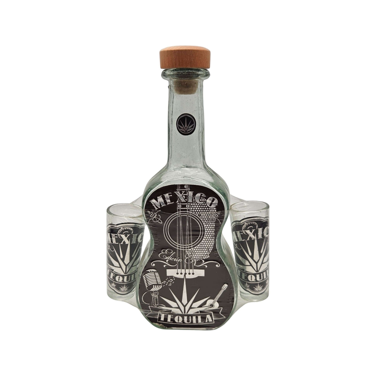 Mexican Tequila Decanter Set | Guitar Design with Shot Glasses