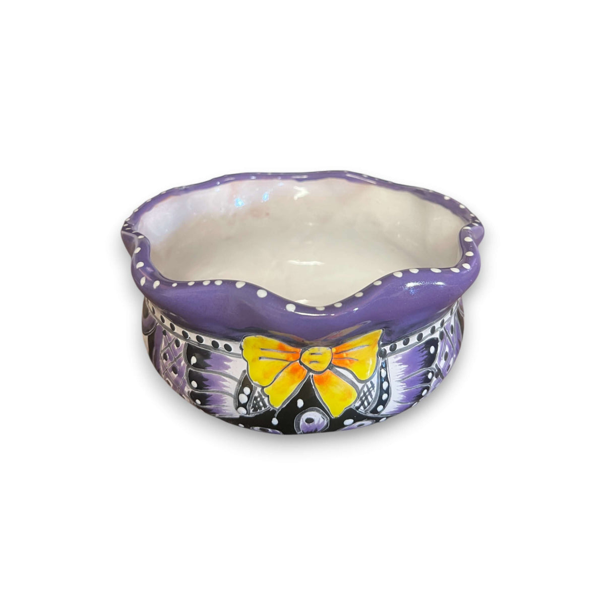 Mini Talavera Flower Pot | Wavy Rim Mexican Ceramic Planter