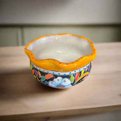 Mini Talavera Flower Pot | Wavy Rim Mexican Ceramic Planter