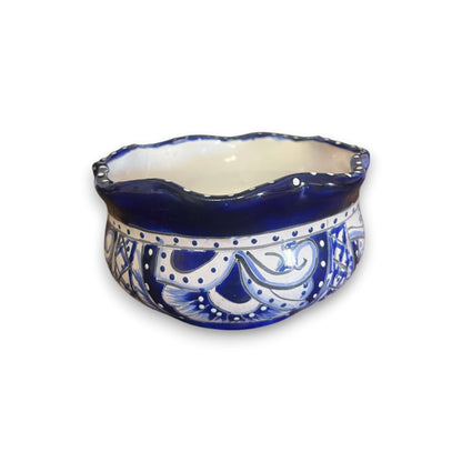 Mini Talavera Flower Pot | Wavy Rim Mexican Ceramic Planter