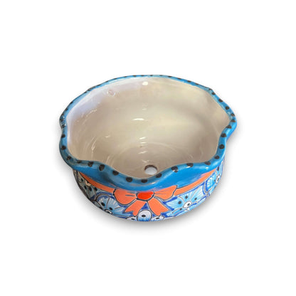 Mini Talavera Flower Pot | Wavy Rim Mexican Ceramic Planter