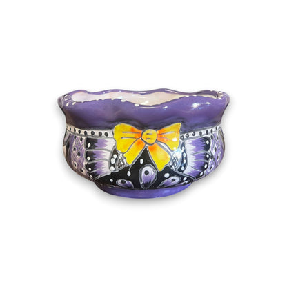 Mini Talavera Flower Pot | Wavy Rim Mexican Ceramic Planter