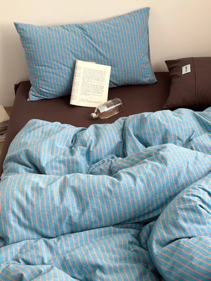 Blue Striped Duvet Cover Set