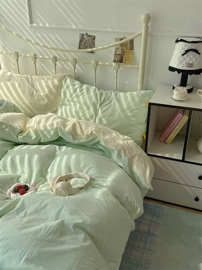 Pastel Green Gingham Duvet Cover Set