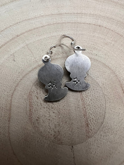 Sharon McCarthy Navajo Hand-Stamped Kingman Turquoise Sterling Drop Earrings — 1/2"