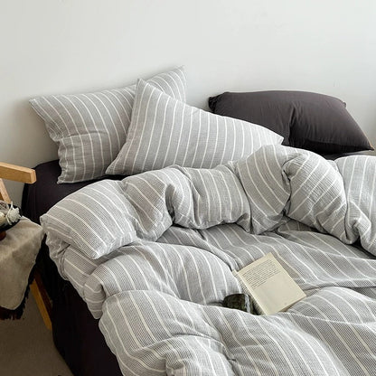 Multicolor Striped Duvet Cover Set