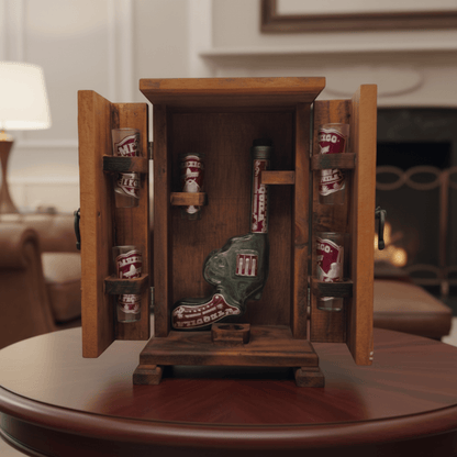 Mexican Revolver Decanter Set With 6 Shot Glasses | Wooden Box