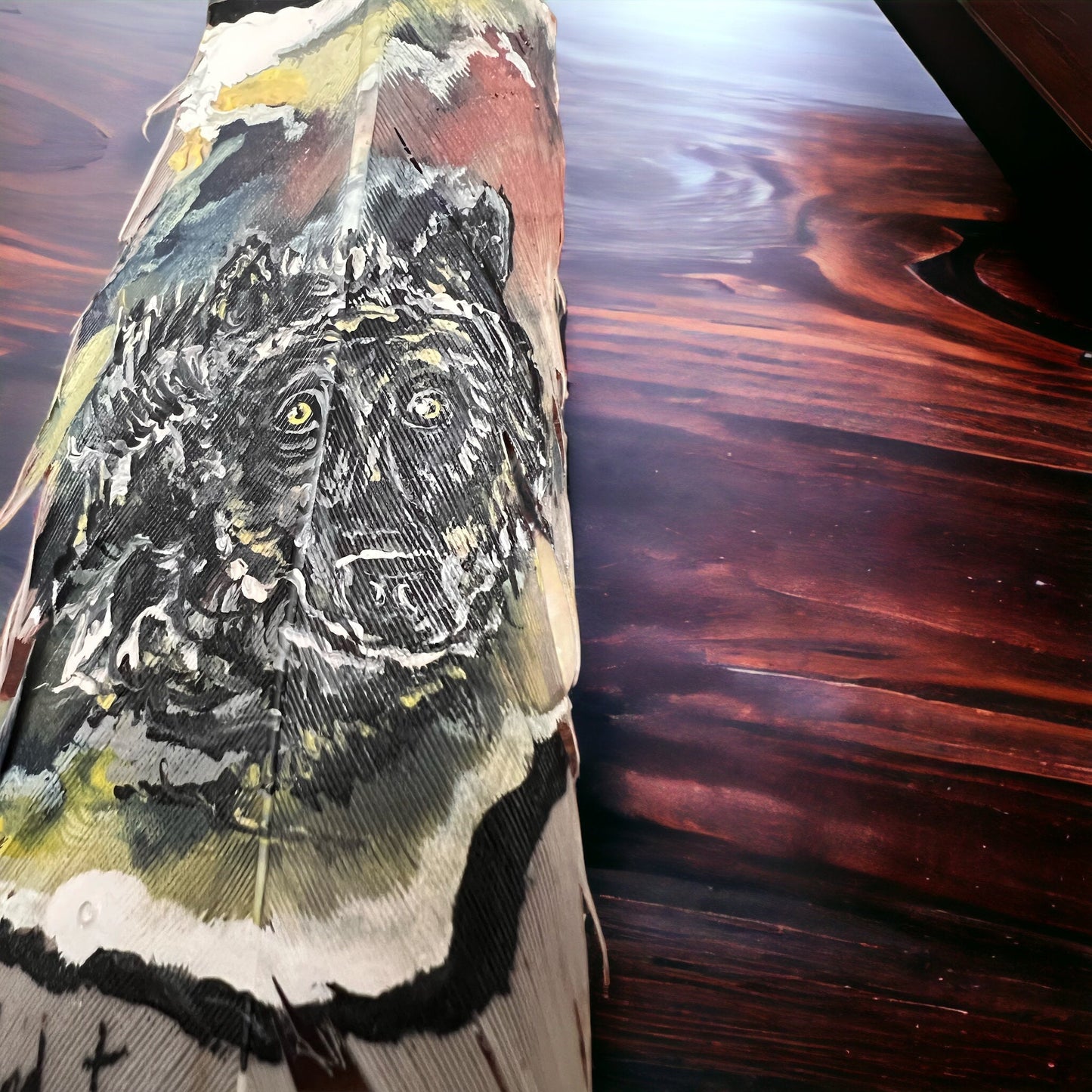 Hand-Painted Hat Feather by Chad Demien — One-of-a-Kind Western Artisan Feather (Custom Designs Available)