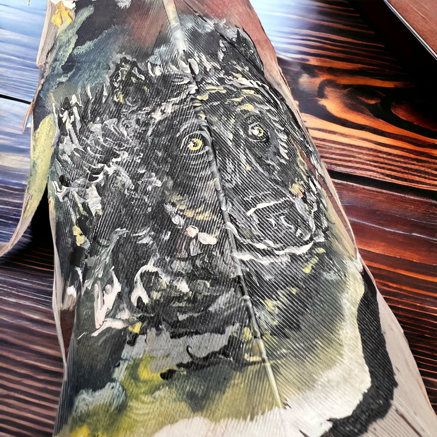 Hand-Painted Hat Feather by Chad Demien — One-of-a-Kind Western Artisan Feather (Custom Designs Available)