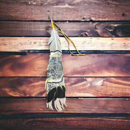 Hand-Painted Hat Feather by Chad Demien — One-of-a-Kind Western Artisan Feather (Custom Designs Available)