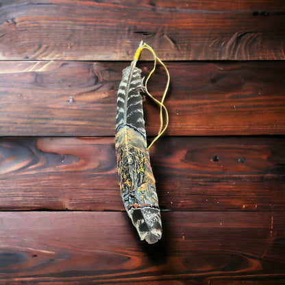 Hand-Painted Brown Bear Hat Feather by Chad Demien — Wildlife Artisan Western Hat Accessory (Custom Available)