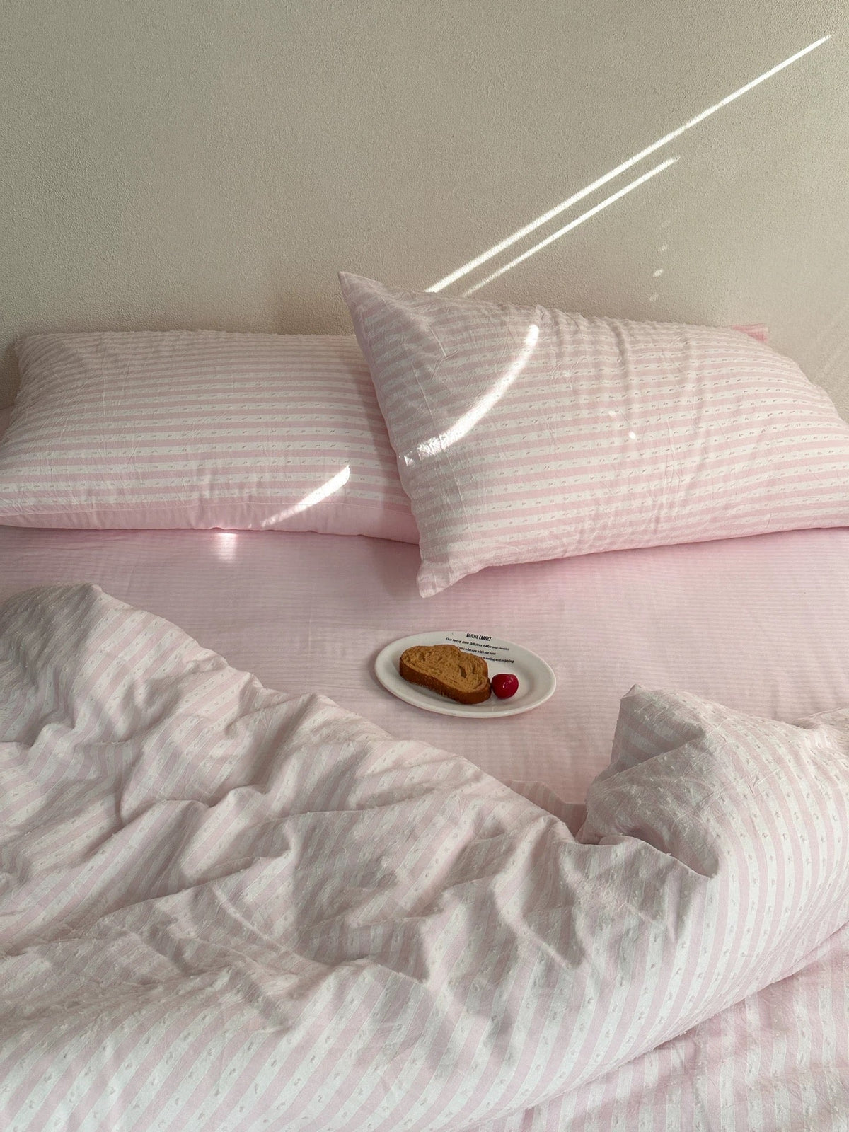 Pink Textured Stripe Duvet Cover Set