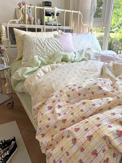 Spring Green Floral Duvet Cover Set