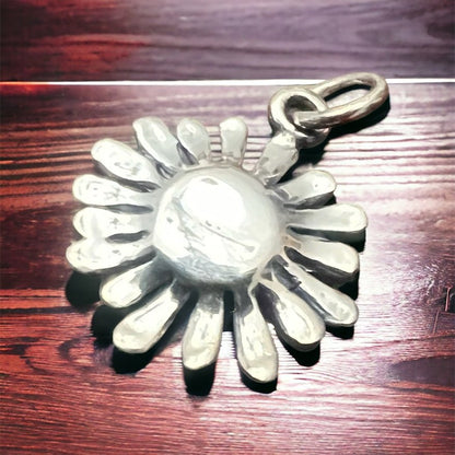 Petite Sterling Silver Daisy with Bronze Charm/Pendant — Two-Tone Floral Western Statement