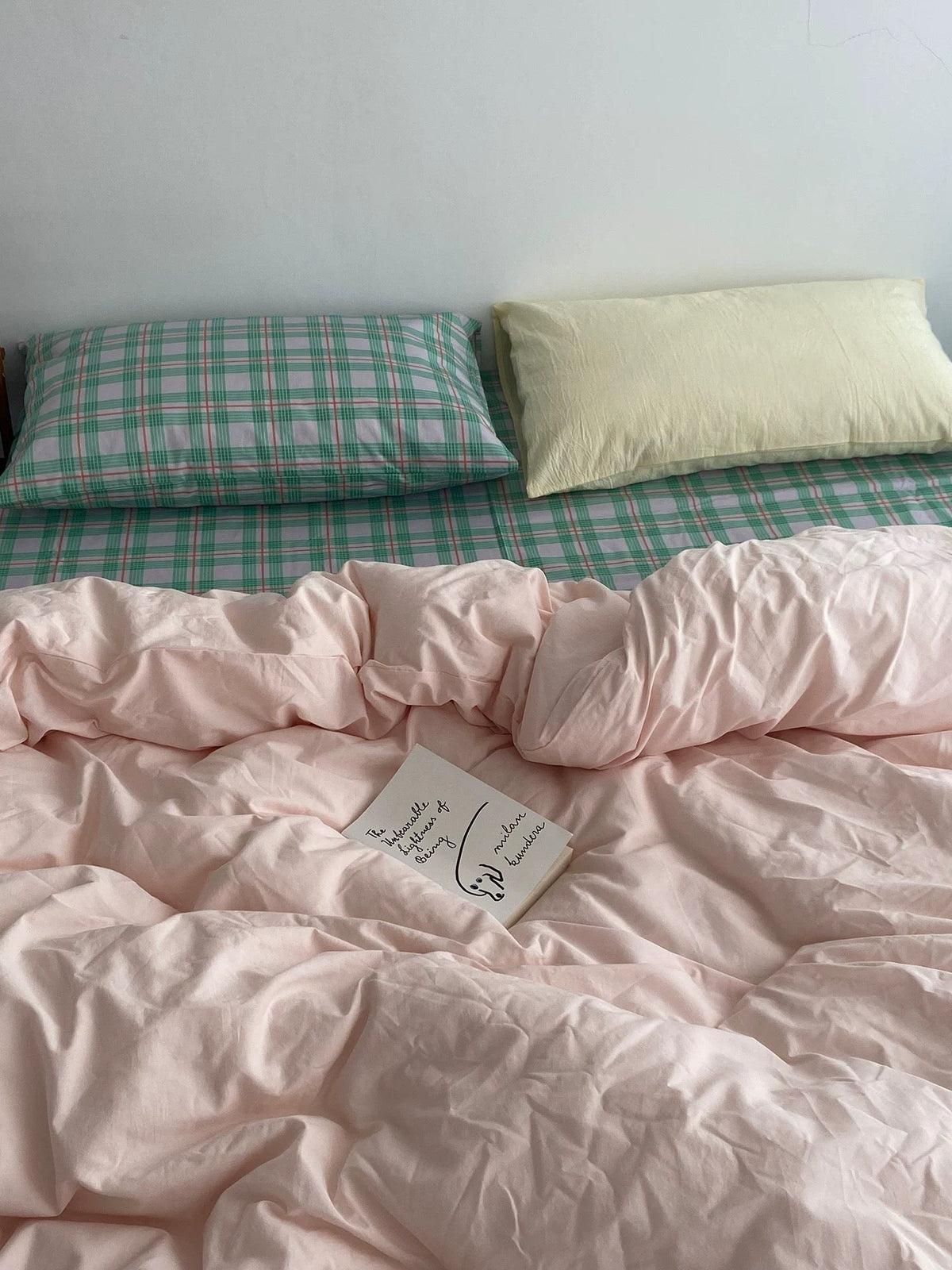 Pink & Mint Green Plaid Bedding Set