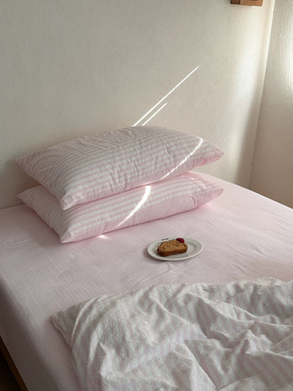 Pink Textured Stripe Duvet Cover Set