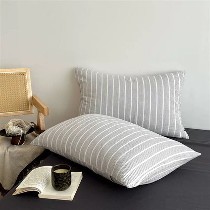 Gray Pinstripe Duvet Cover Set