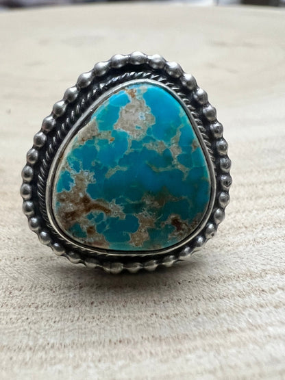 Randy Billy Navajo Sterling Silver Ring with Royston Turquoise — Size 9.5 (Hallmark Randy Billy)