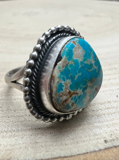 Randy Billy Navajo Sterling Silver Ring with Royston Turquoise — Size 9.5 (Hallmark Randy Billy)