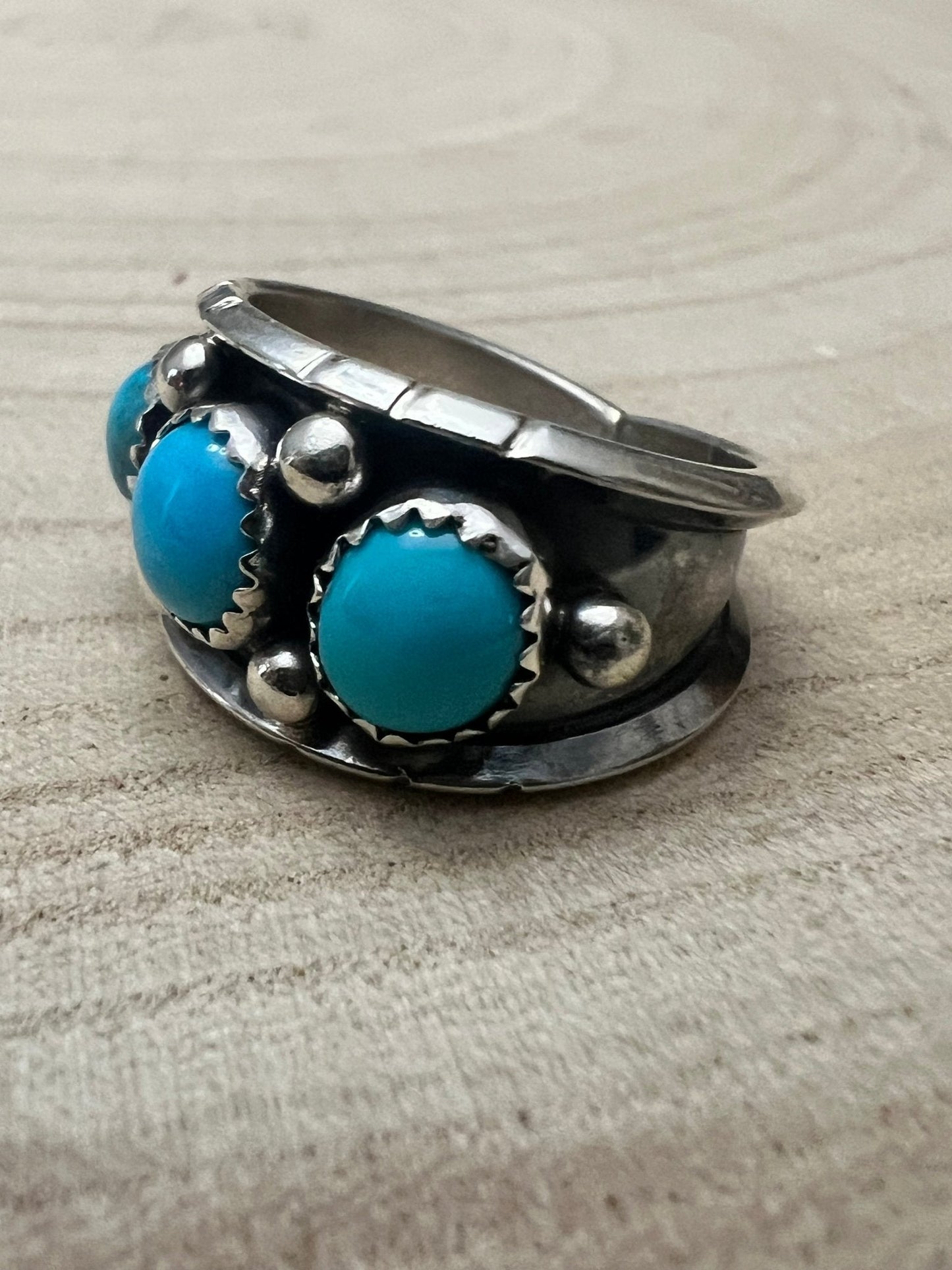 Reed Charley Navajo Kingman Turquoise Sterling Silver Ring