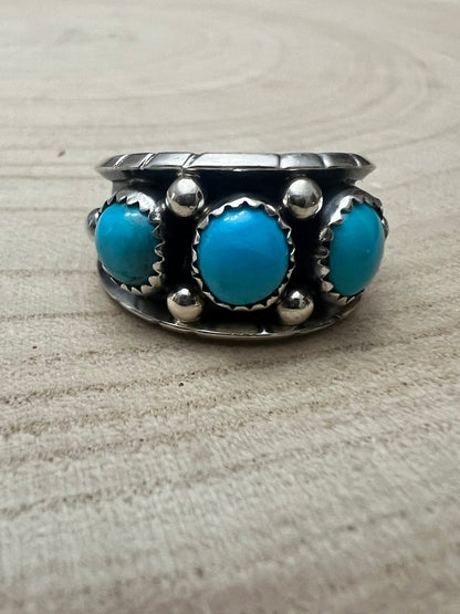 Reed Charley Navajo Kingman Turquoise Sterling Silver Ring