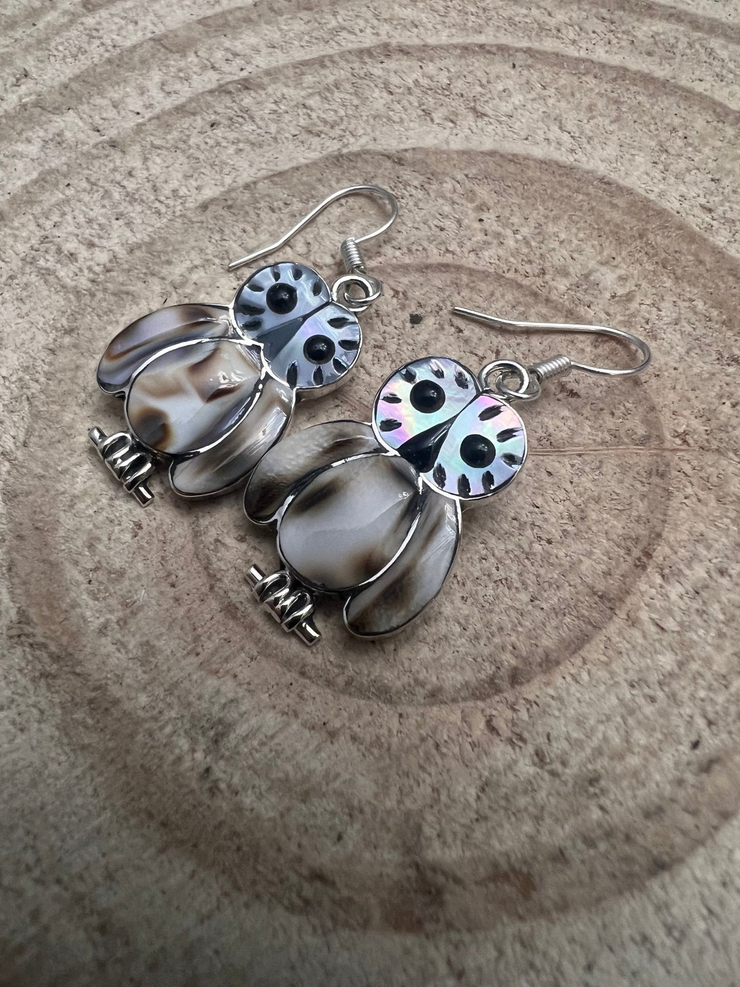 Reginda Kallest Zuni Multi-Stone Inlay Owl Sterling Silver Earrings