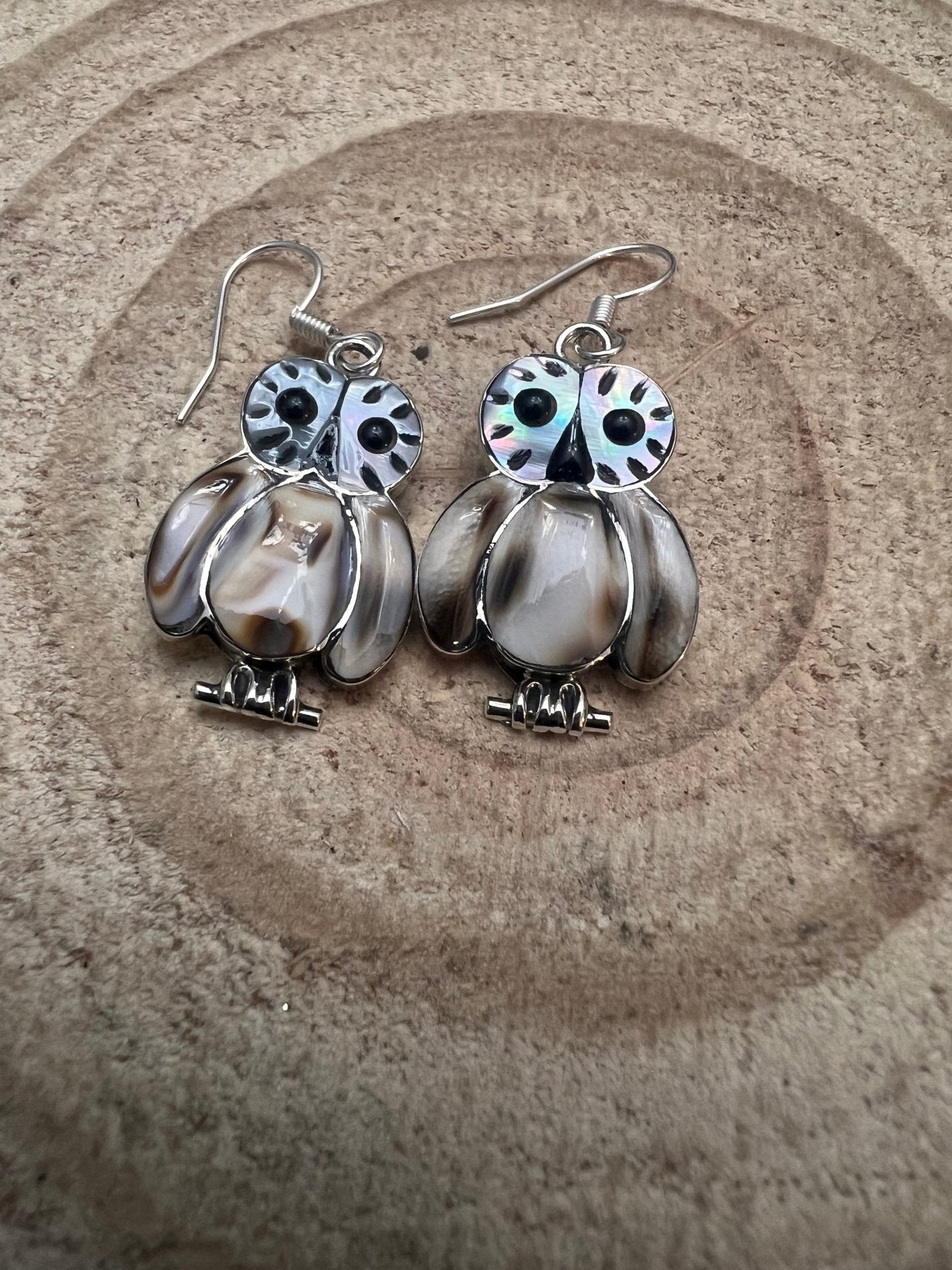 Reginda Kallest Zuni Multi-Stone Inlay Owl Sterling Silver Earrings