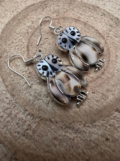 Reginda Kallest Zuni Multi-Stone Inlay Owl Sterling Silver Earrings