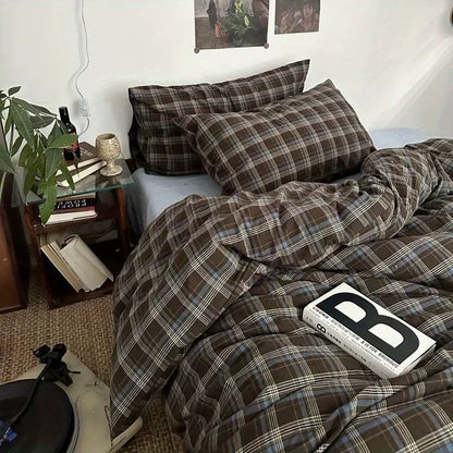 Preppy Plaid Brown Bedding Set