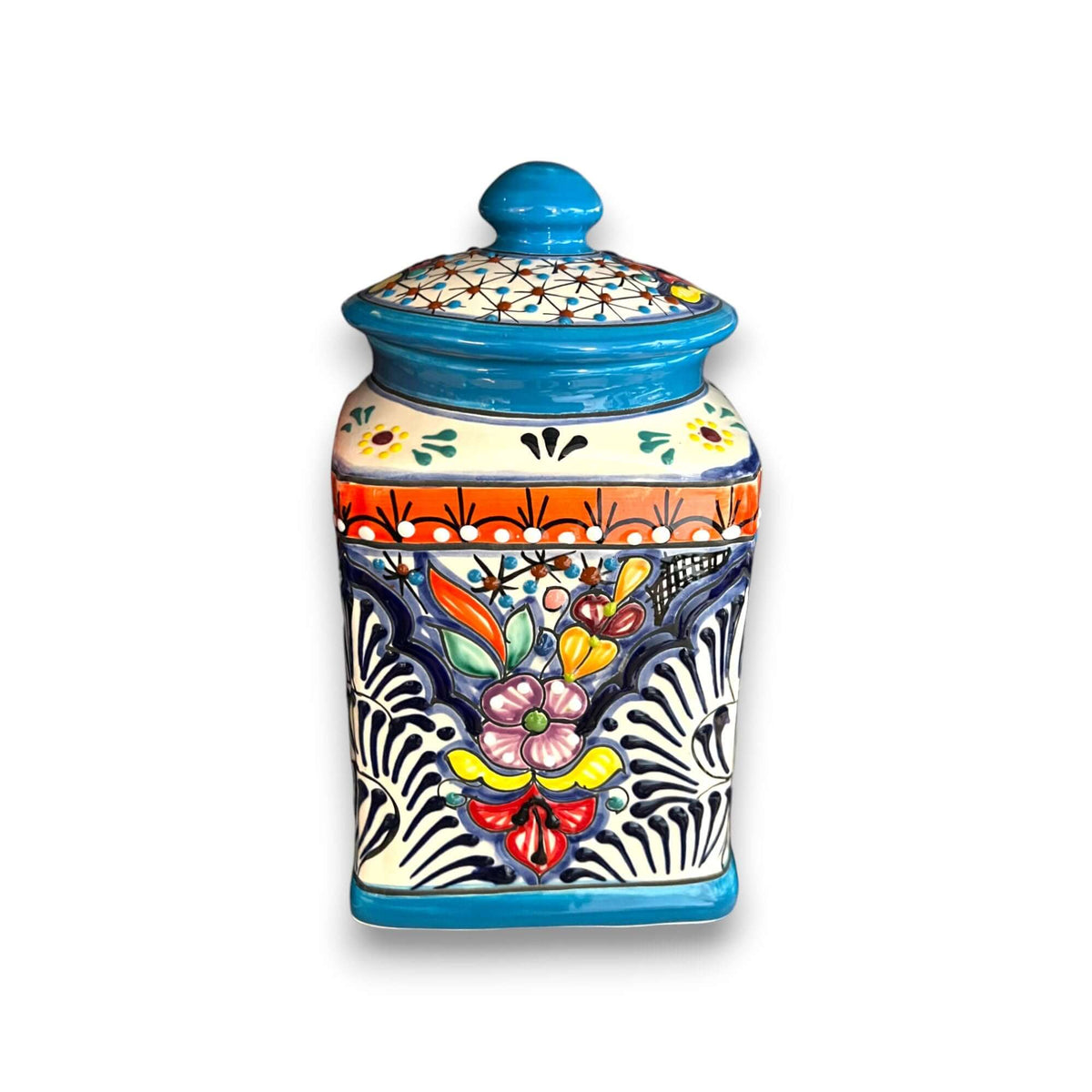 Set of 3 Light Blue Talavera Canister Set | Mexican Pottery
