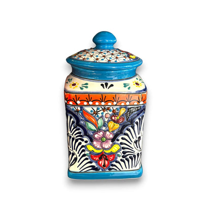 Set of 3 Light Blue Talavera Canister Set | Mexican Pottery