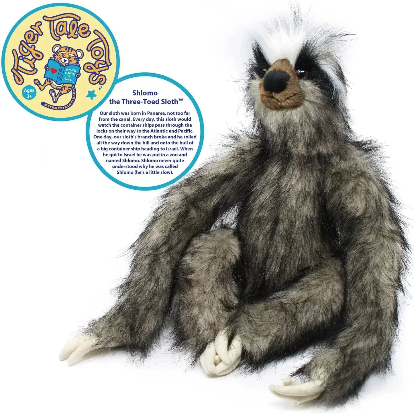 Shlomo the Three-Toed Sloth 17" Plush — Panama-to-Israel Adventure Story
