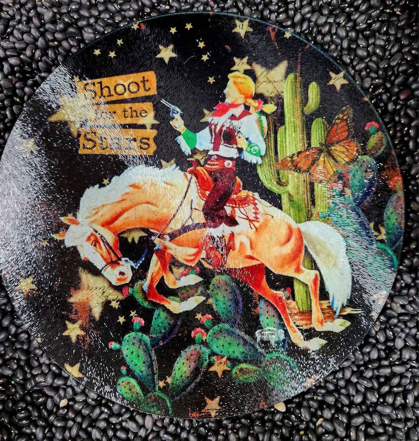 Shoot for the Stars Cowgirl Glass Cutting Board — Tempered Glass (12" or 8")