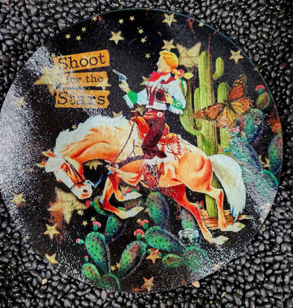 Shoot for the Stars Cowgirl Glass Cutting Board — Tempered Glass (12" or 8")