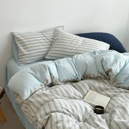 Gray Pinstripe Duvet Cover Set