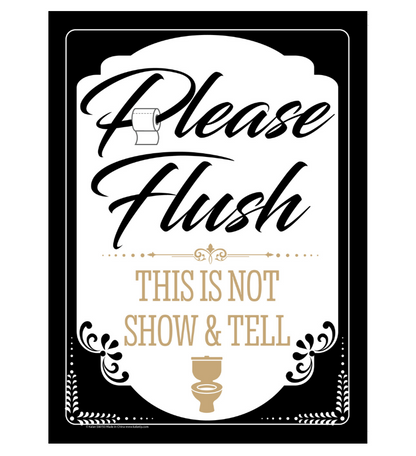 PLEASE FLUSH: This Is Not Show & Tell – Fun Metal Tin Sign for Bathrooms #F41 🚽💩